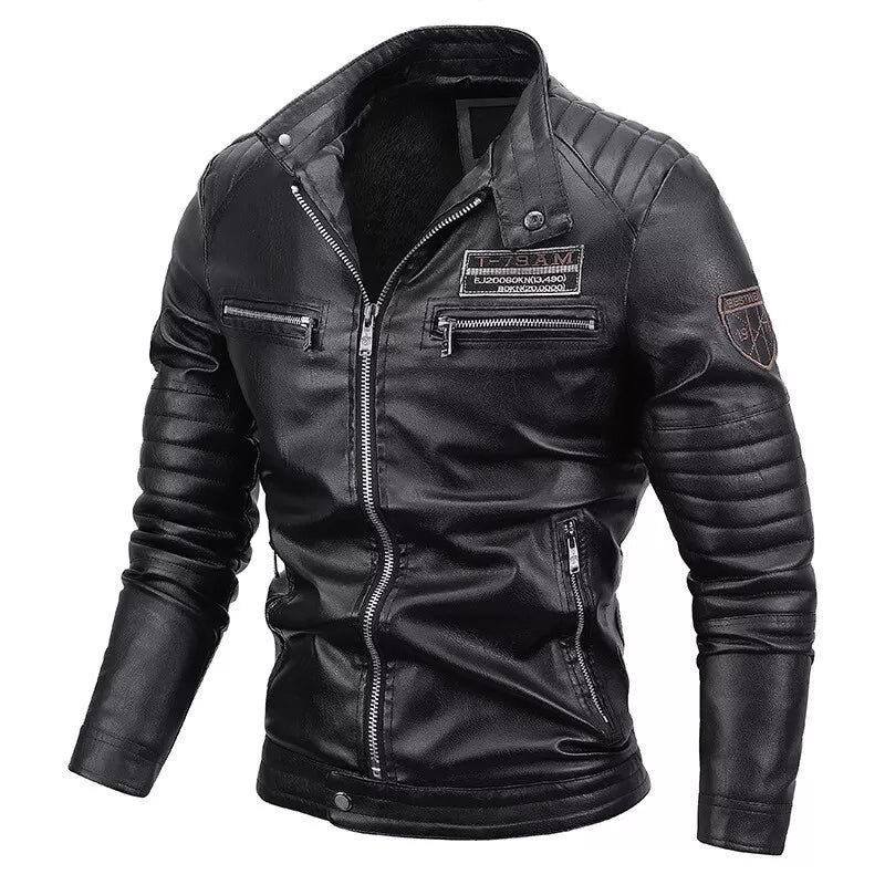 Men Motorcycle Black Biker Retro Vintage Cafe Racer Genuine Faux Leather Jacket