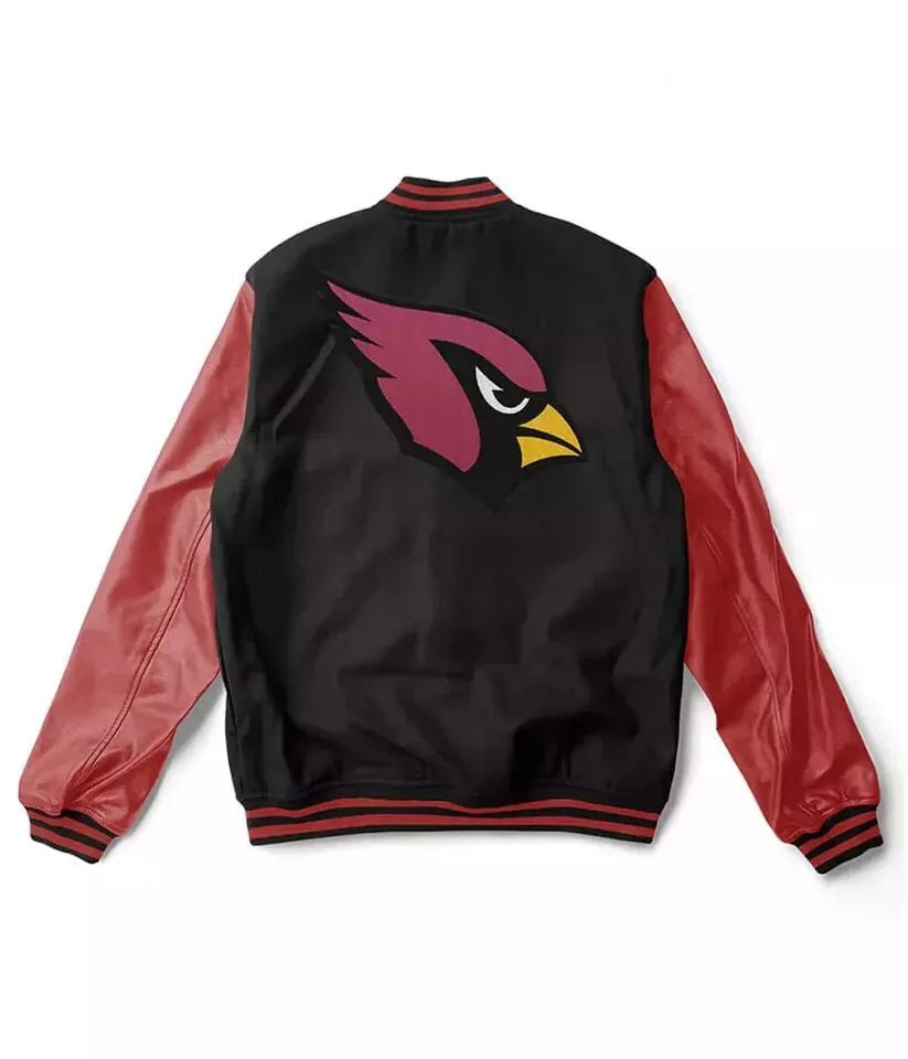 Men Arizona Cardinals Lettermen Black and Red Varsity Jacket - NFL - Image 2