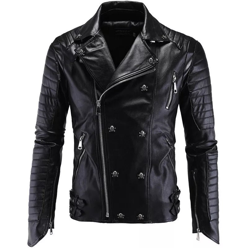 Men Motorcycle Biker Vintage Cafe Racer Retro Genuine Faux Black Leather Jacket