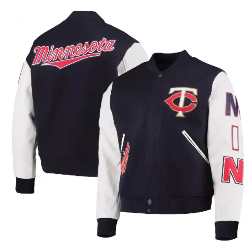 Minnesota Twins Letterman varsity jacket with Leather Sleeves Baseball - MBL - Image 3