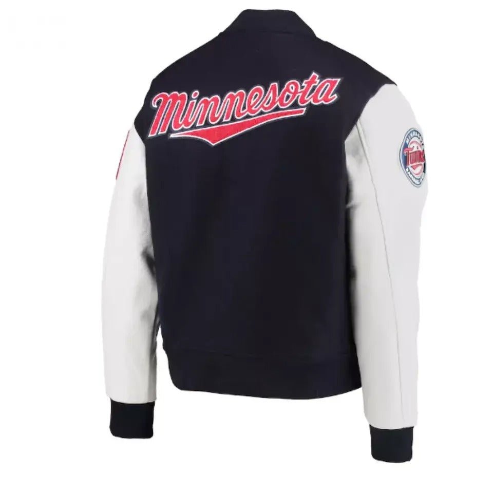 Minnesota Twins Letterman varsity jacket with Leather Sleeves Baseball - MBL - Image 2