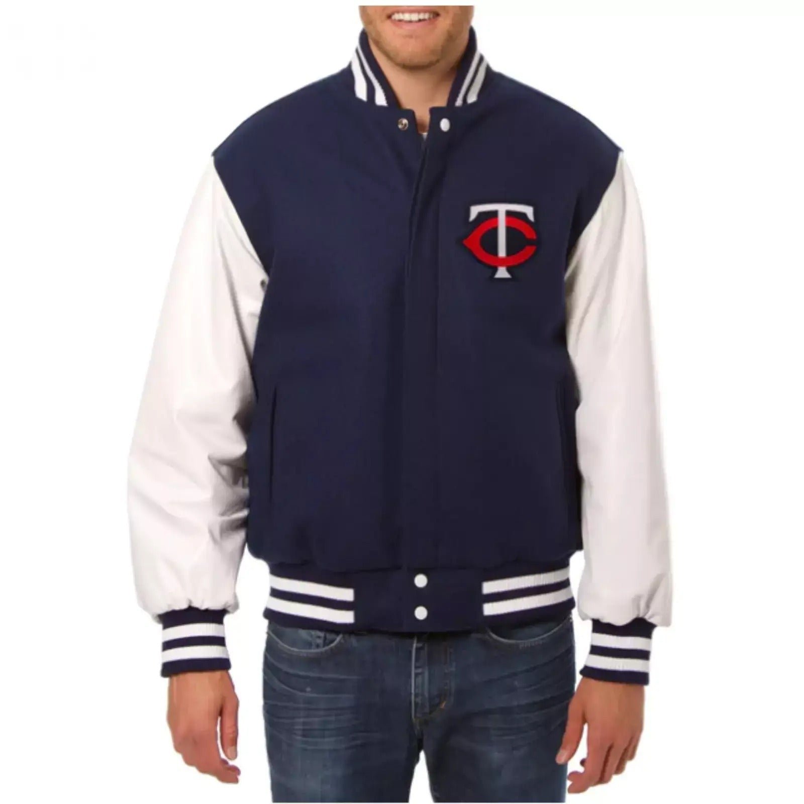 Men Minnesota Twins Letterman Wool varsity jacket With Leather Sleeves - MLB