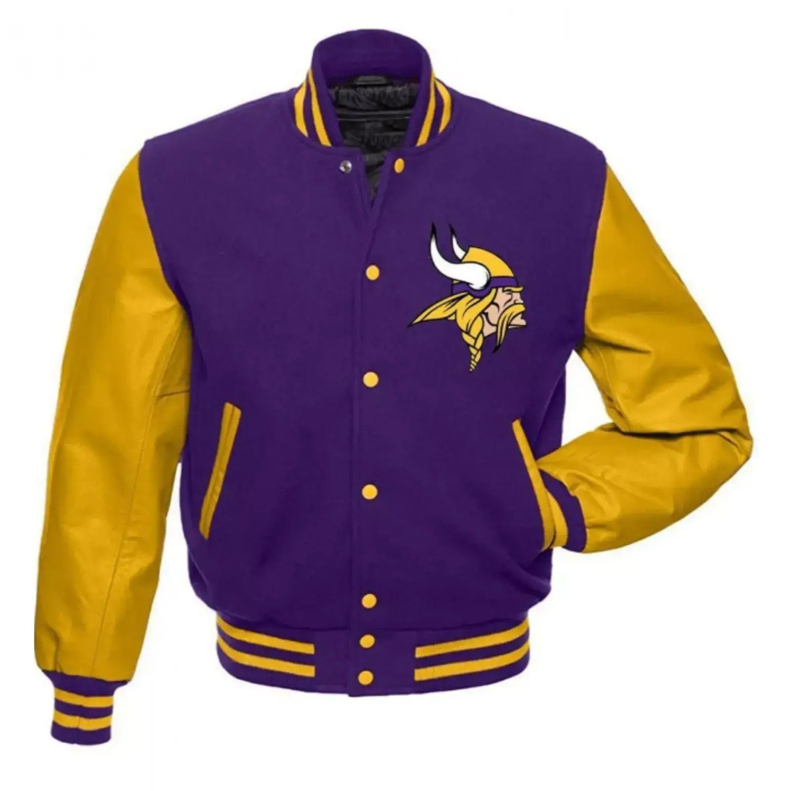 Minnesota Vikings Fans Purple wool and Yellow Letterman Varsity Jacket-NFL