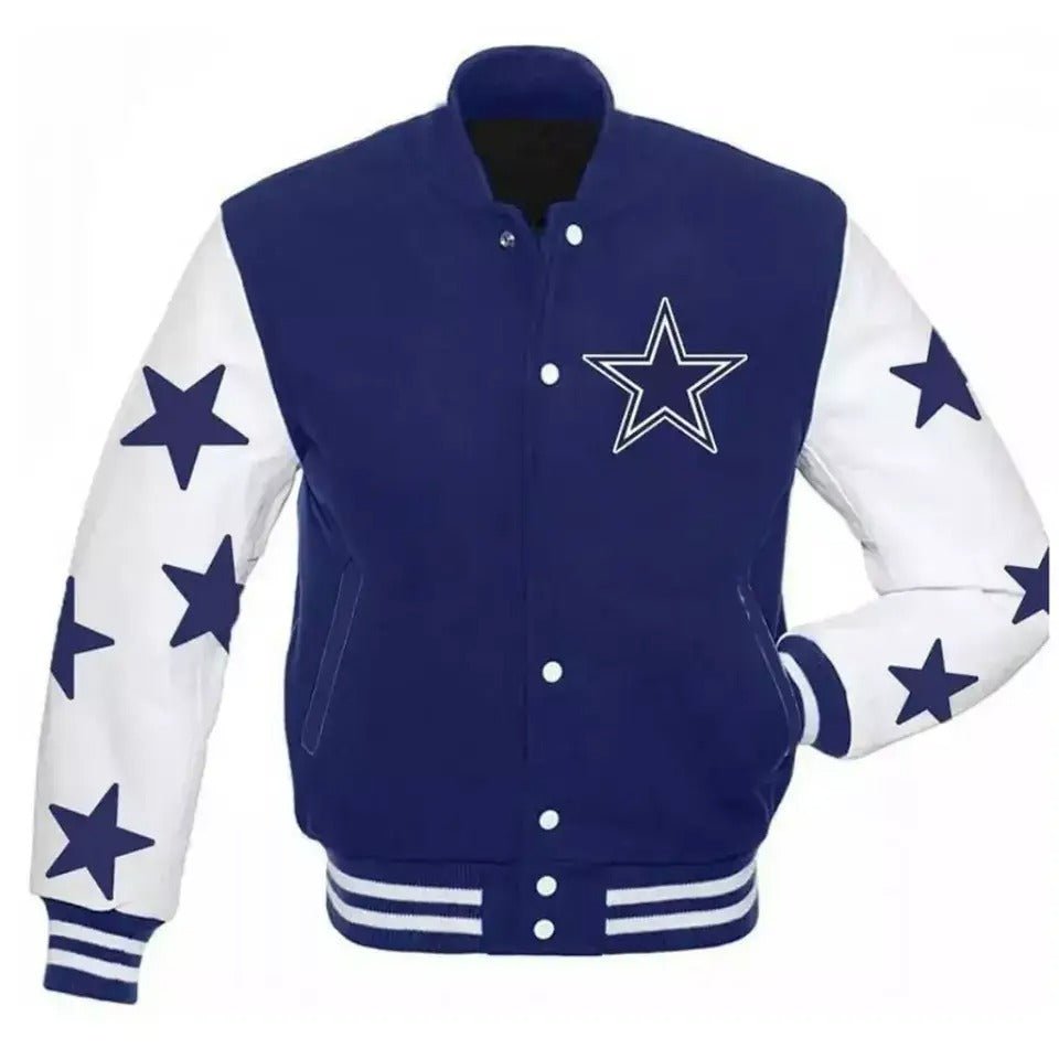 Dallas Cowboys Stars Royal Blue and White Kids Varsity Jacket