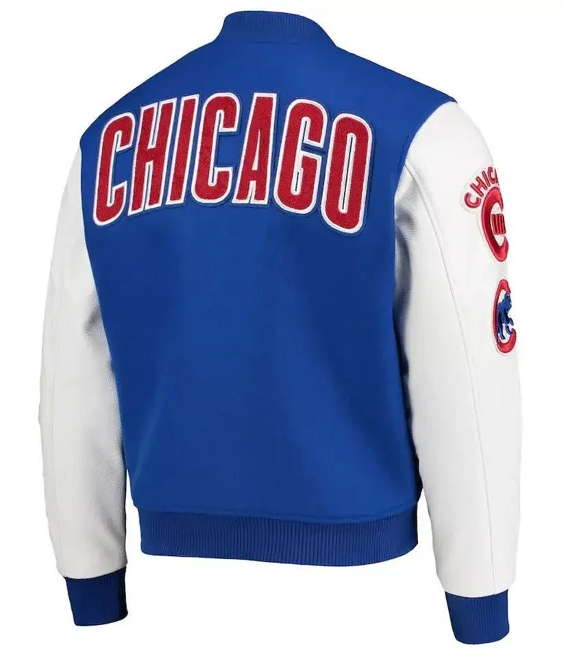 Women Letterman Chicago Cubs Blue and White Varsity Jacket - MLB - Image 2