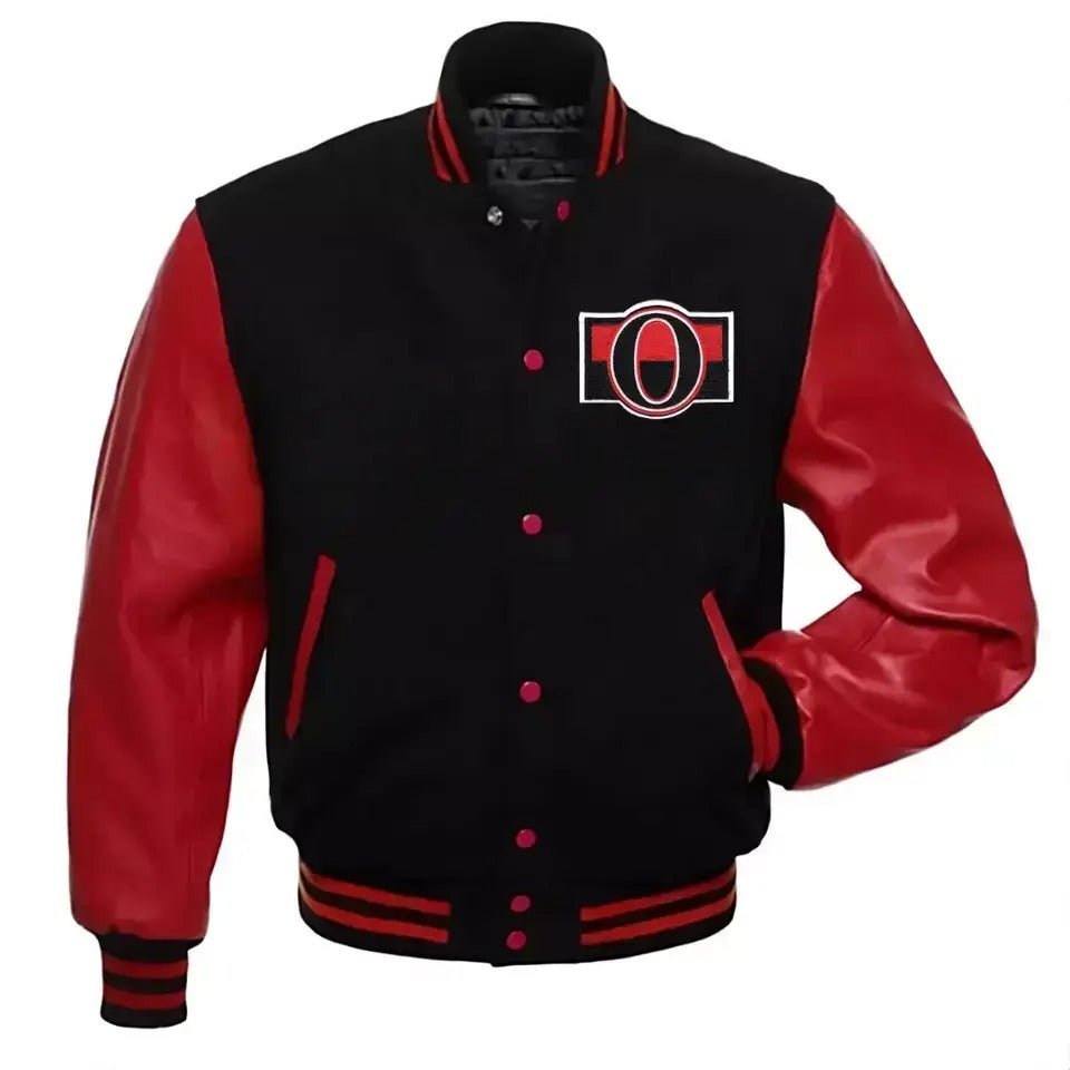 Letterman Ottawa Senators Varsity Jacket With Genuine Leather Sleeves - MLB