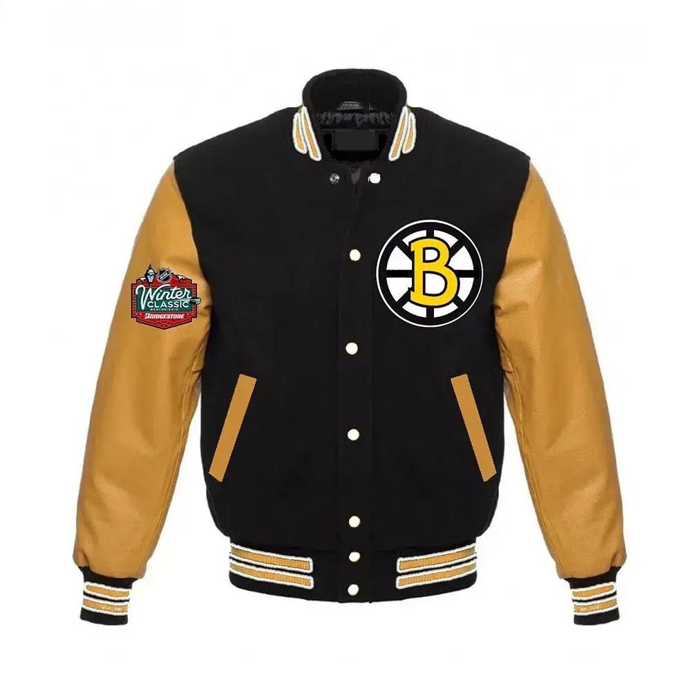 Letterman Boston Bruins Black and Yellow Varsity Jacket - NHL