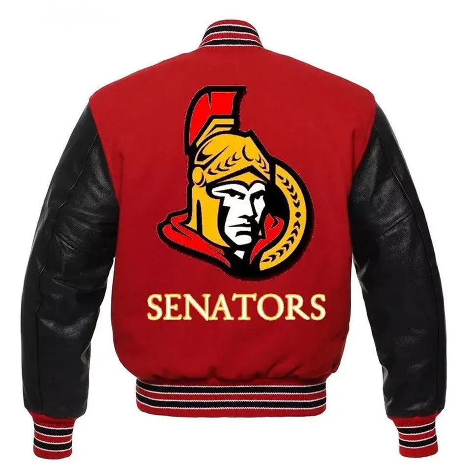 Letterman Ottawa Senators Black and Red Varsity Jacket - NHL - Image 2