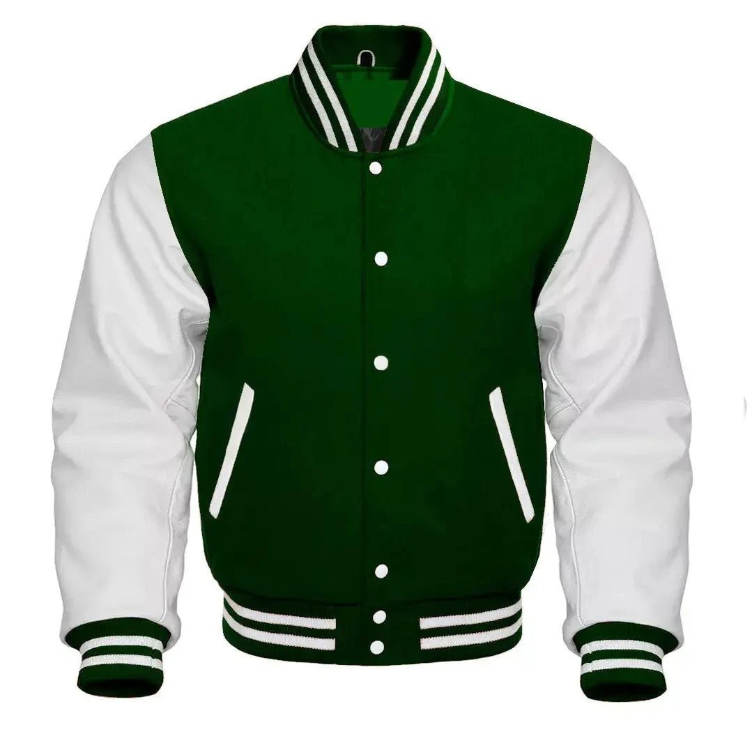 Letterman Baseball KIds Varsity Bomber Wool And Leather Sleeves Jacket