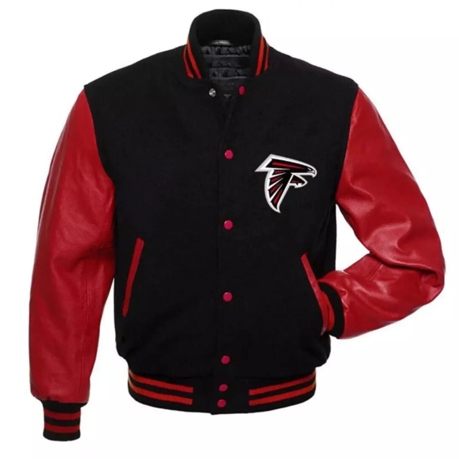 Letterman Atlanta Falcons Varsity Jacket Wool with Genuine Leather sleeves - NFL