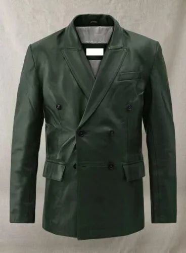Men's Green Leather Coat Blazer 100% Pure Soft Sheepskin Causal Wear Jacket