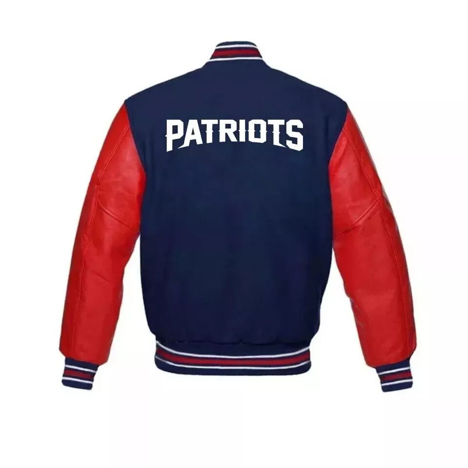 New England Patriots Varsity Jacket Wool & Genuine Leather Sleeves - Image 2