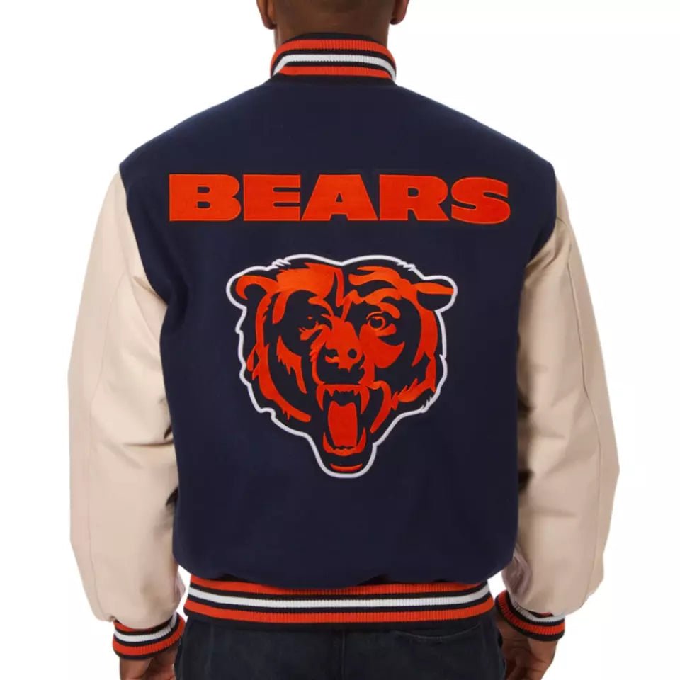 NFL Chicago Bears Letterman Varsity Jacket Wool with Genuine Leather Sleeves - Image 2