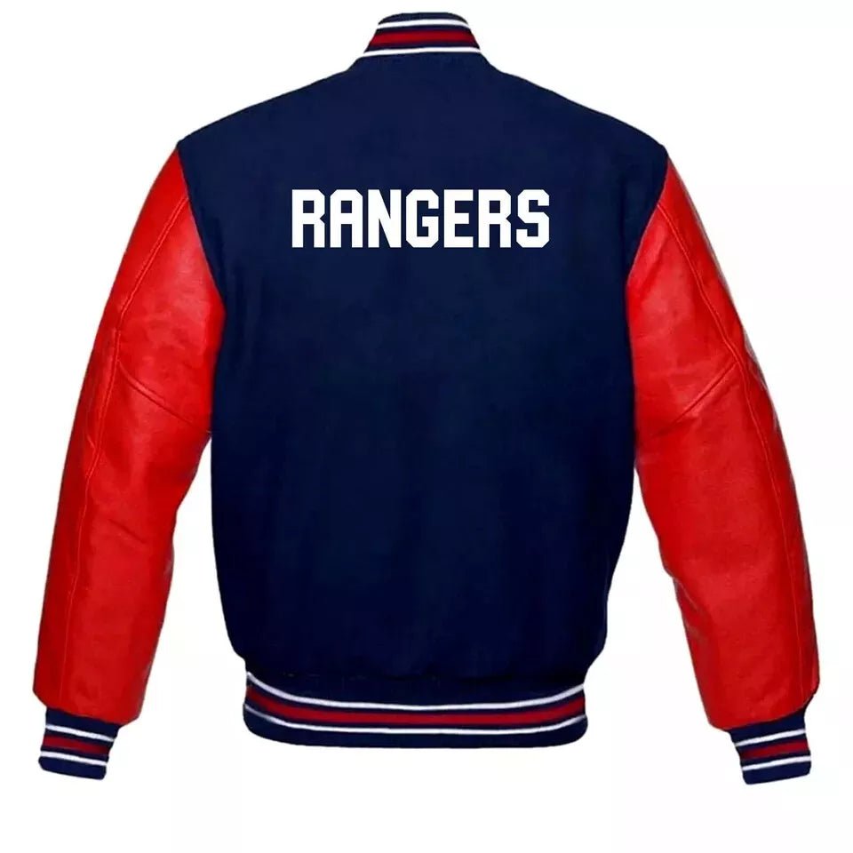 NY Rangers Lettermen Varsity Jacket Wool & Genuine Leather Sleeves - Image 2