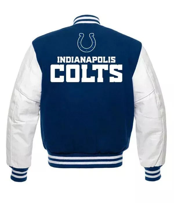 Letterman Indianapolis Colts Varsity Jacket with Genuine leather Sleeves - Image 2