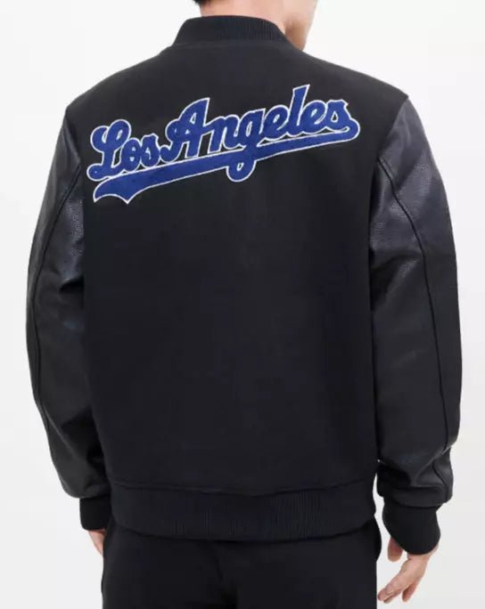 Los Angeles Dodgers Classic Letterman Varsity Jacket with Leather Sleeves - MLB - Image 3