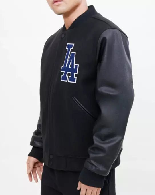 Los Angeles Dodgers Classic Letterman Varsity Jacket with Leather Sleeves - MLB - Image 2