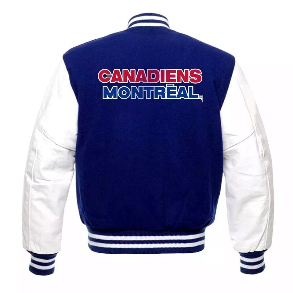Montreal Canadiens Varsity Jacket Wool & Genuine Leather Sleeves - Image 2