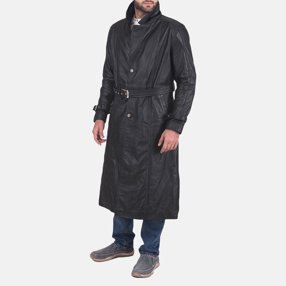 Daniel Black Leather Trench Coat - Image 5