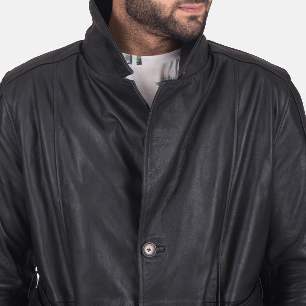 Daniel Black Leather Trench Coat - Image 4