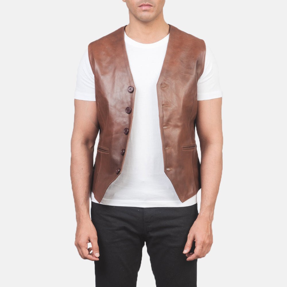 Men Auden Brown Leather Vest