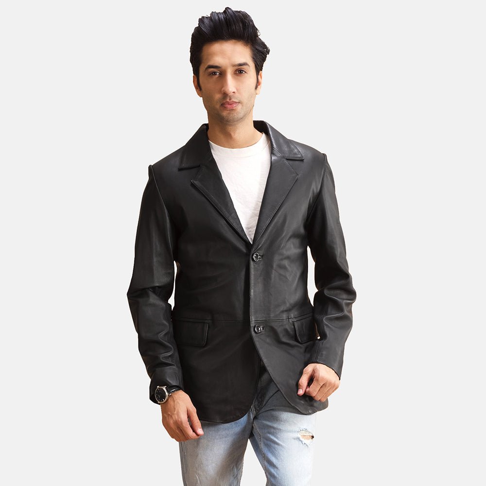 Men Alyson Black Leather Blazer