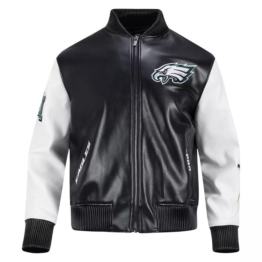 Women Philadelphia Eagles Signature Leather Varsity Jacket leather Varsity Jacket-NFL