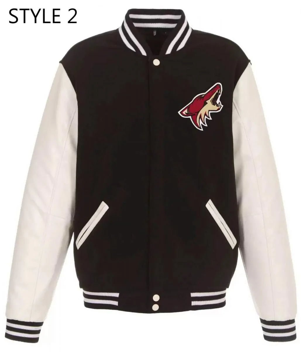 Men Arizona Coyotes Black and White Varsity Jacket - NHL