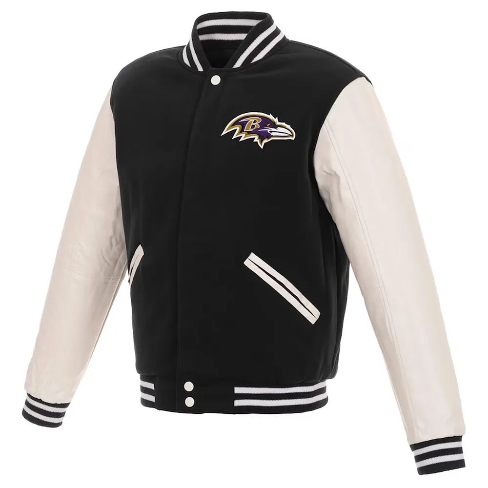 Baltimore Ravens Black and White Varsity Jacket - NFL