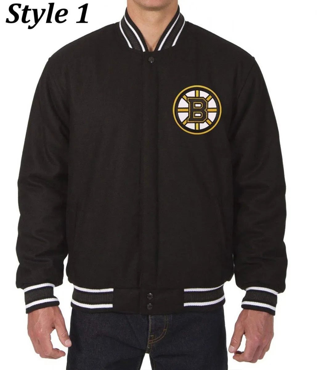 Men Boston Bruins Black Wool Varsity Jacket - NHL