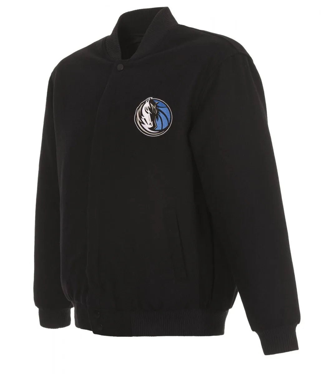 Men Dallas Mavericks Black Wool Varsity Jacket - NBA
