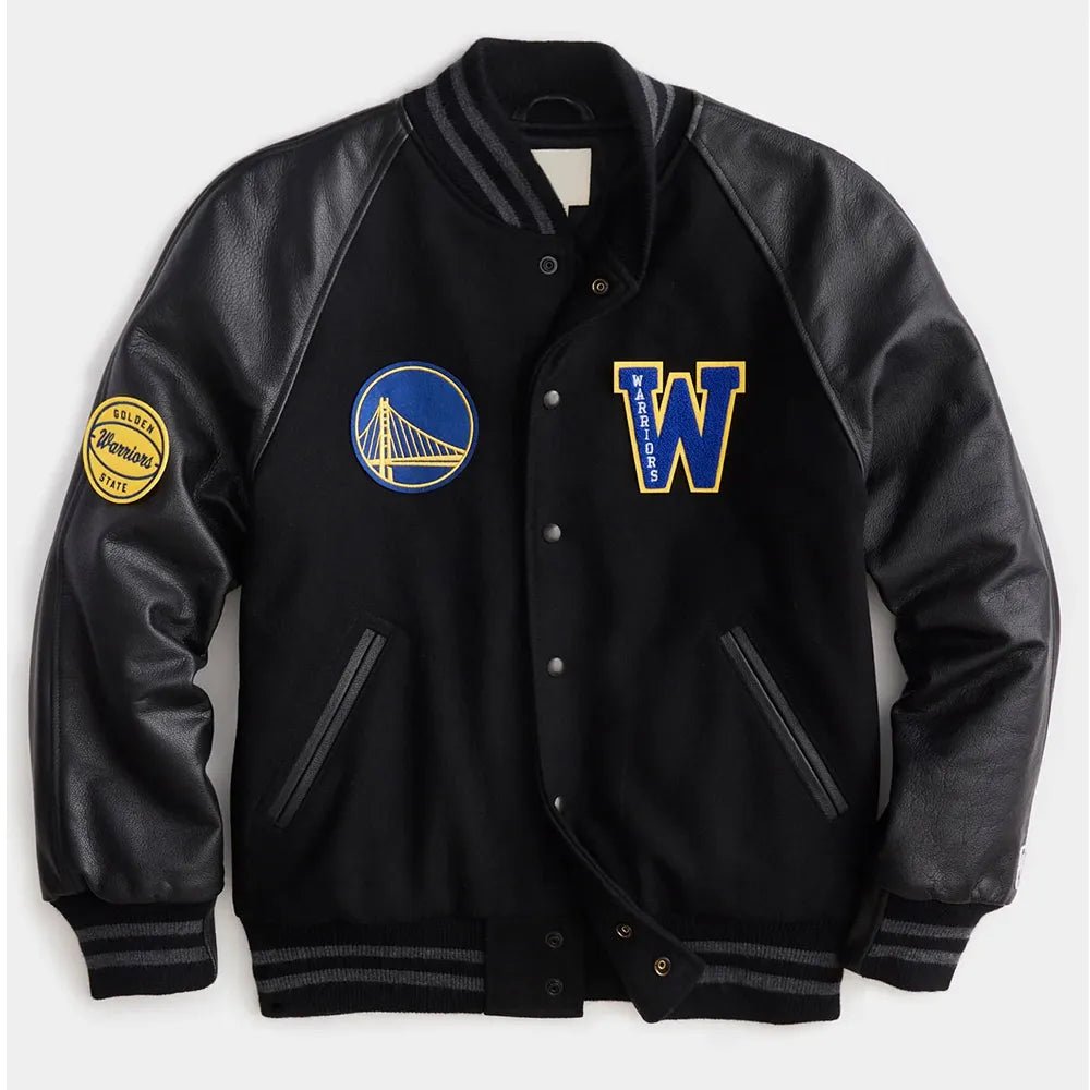 Men Golden State Warriors Varsity Black Jacket - NBA
