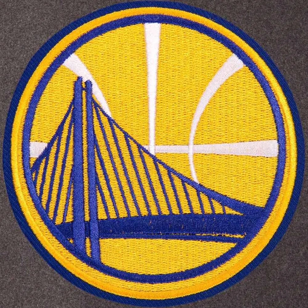 Men Golden State Warriors Varsity Charcoal and Black Jacket - NBA - Image 3