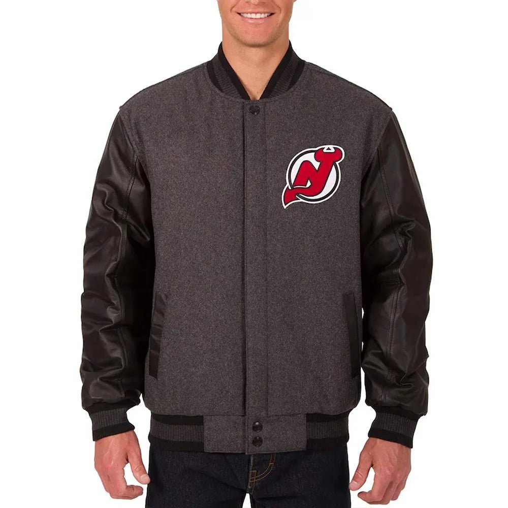 Men Charcoal_Black New Jersey Devils Varsity Jacket - NHL