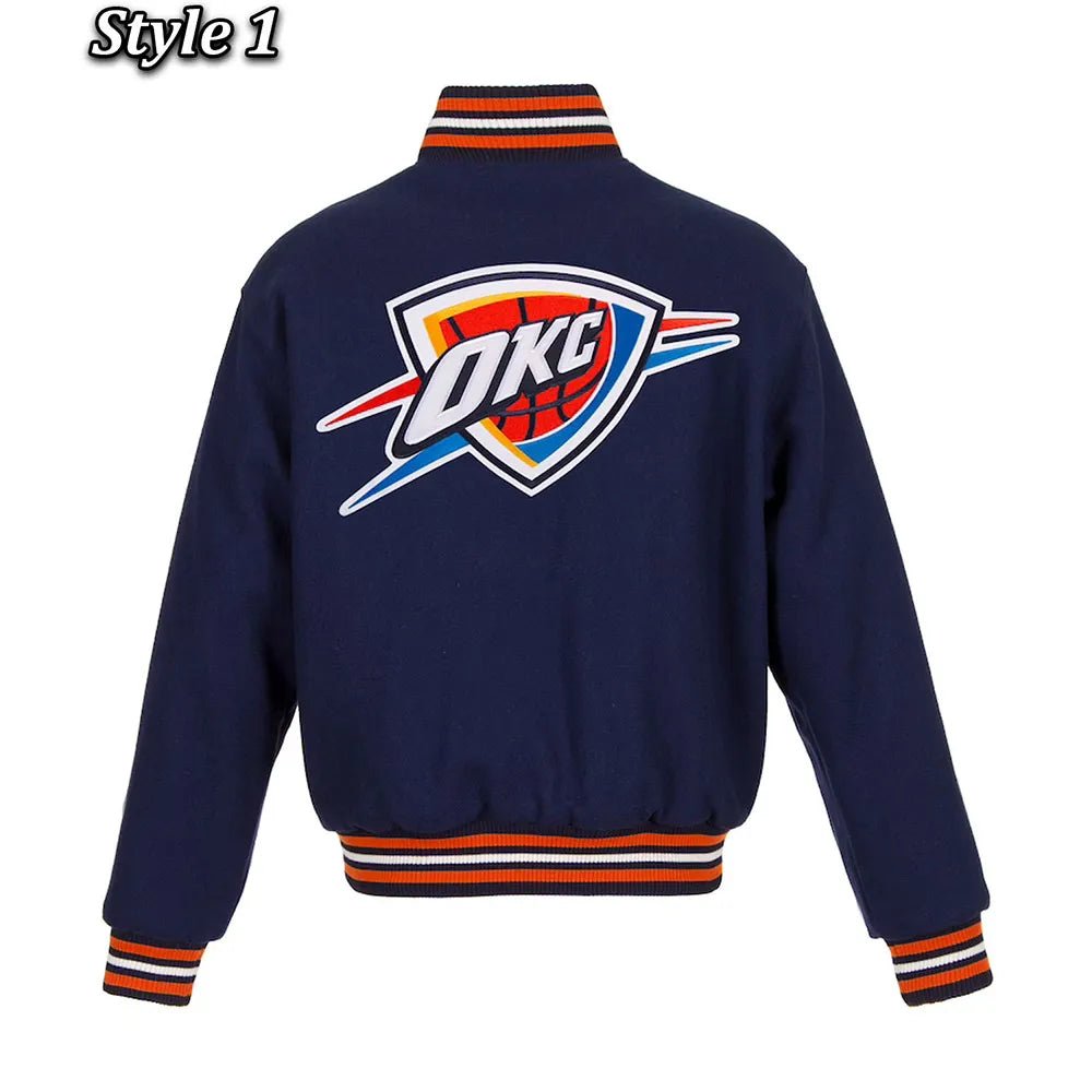 Men Oklahoma City Thunder Navy Wool Varsity Jacket - NBA - Image 2