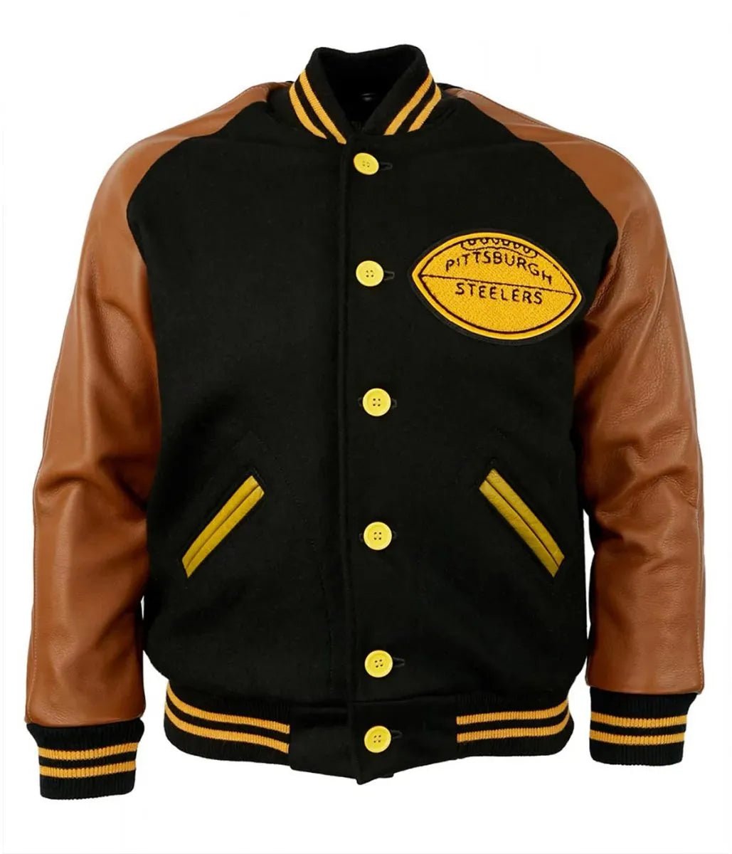 Men 1955 Pittsburgh Steelers Varsity Brown and Black Jacket - NFL