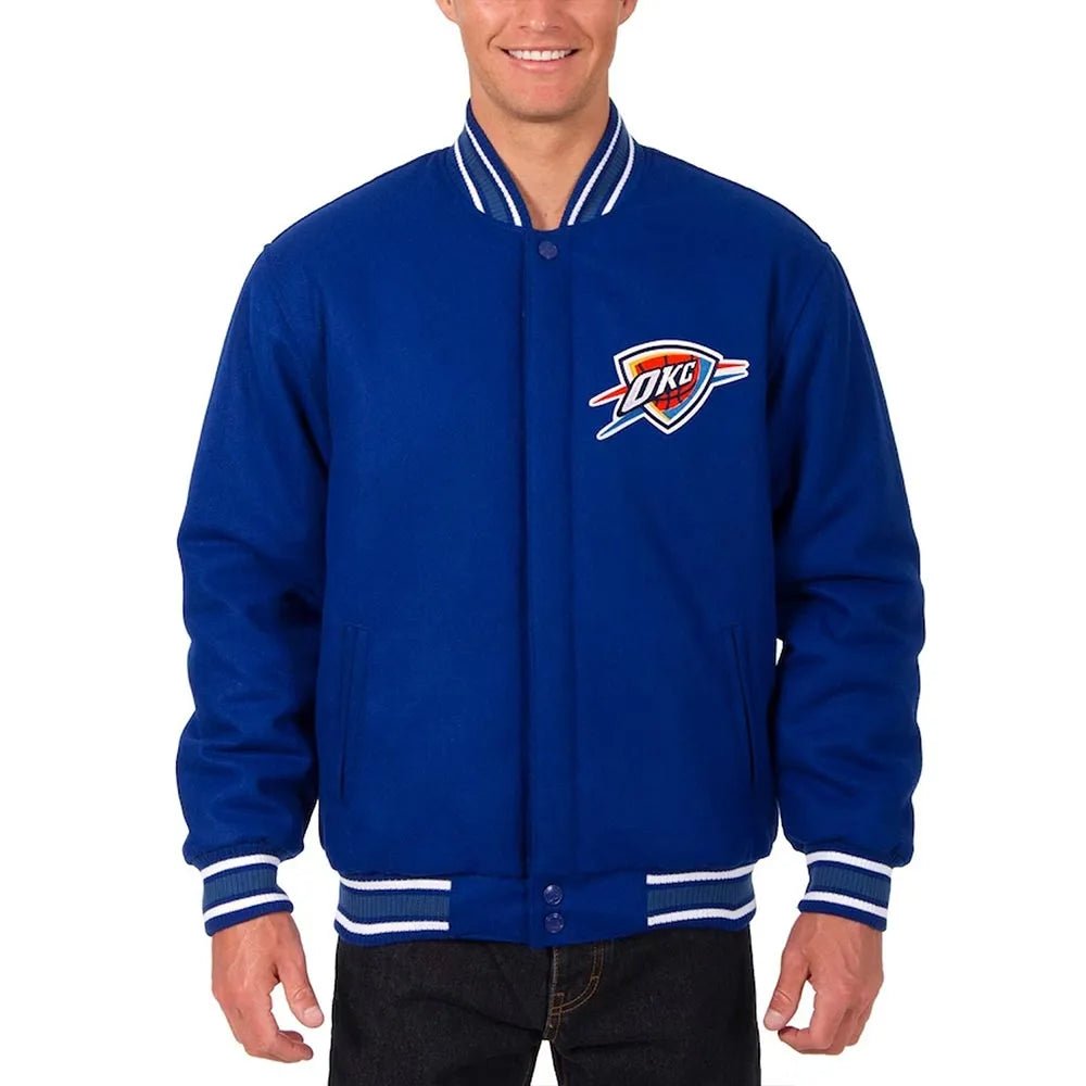 Men Oklahoma City Thunder Varsity Royal Blue Wool Jacket - NBA