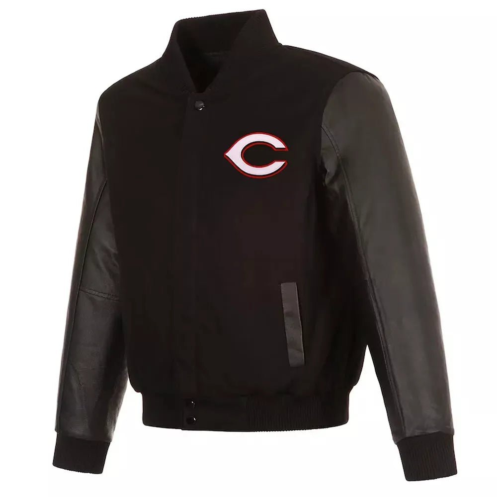 Letterman Cincinnati Reds Black Varsity Jacket - MLB