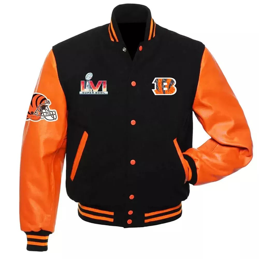 Letterman Cincinnati Bengals Black and Orange Varsity Jacket - NFL