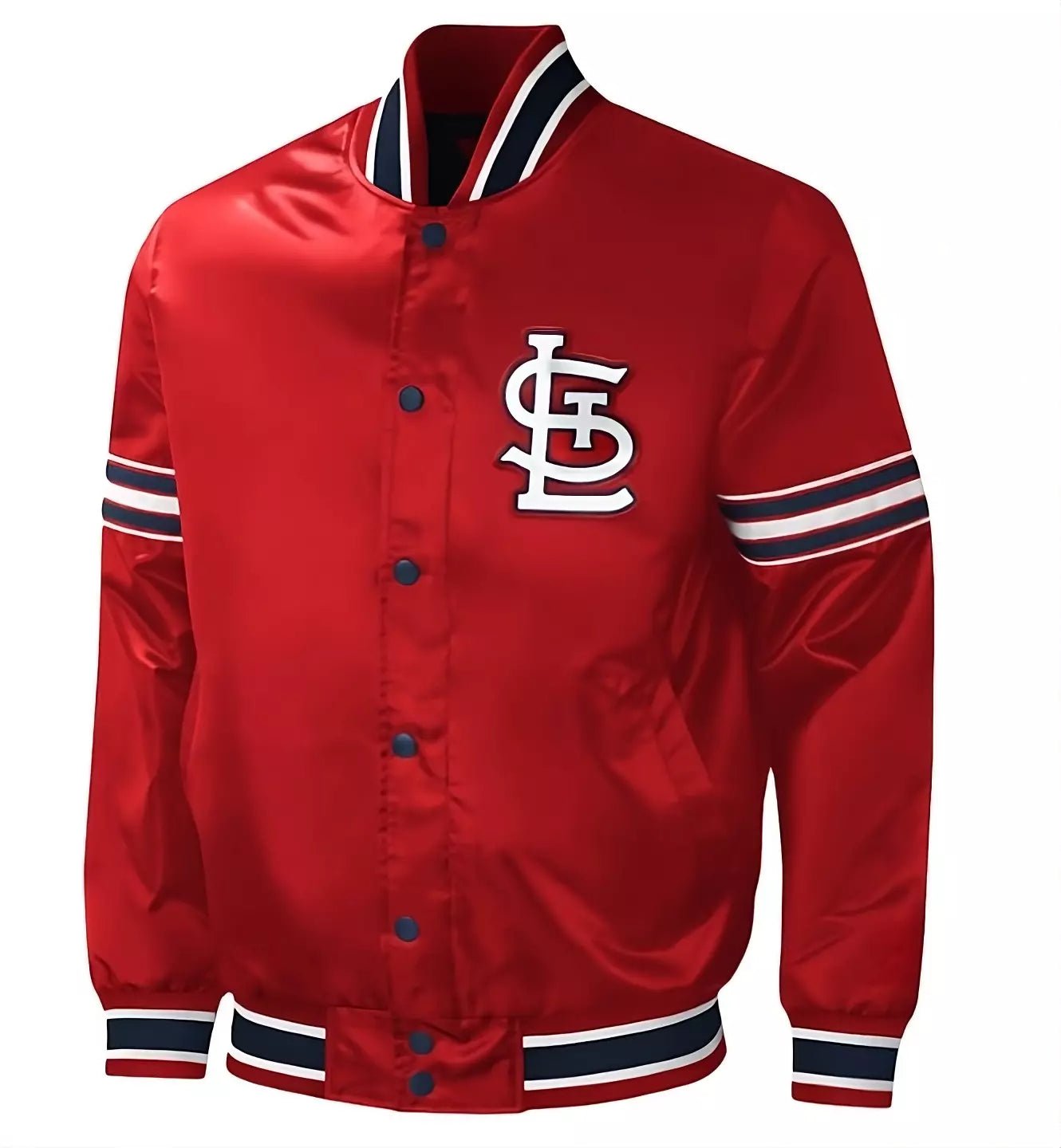 MLB St. Louis Cardinals Satin Red varsity Jacket Full-Snap with Embroidery logos red