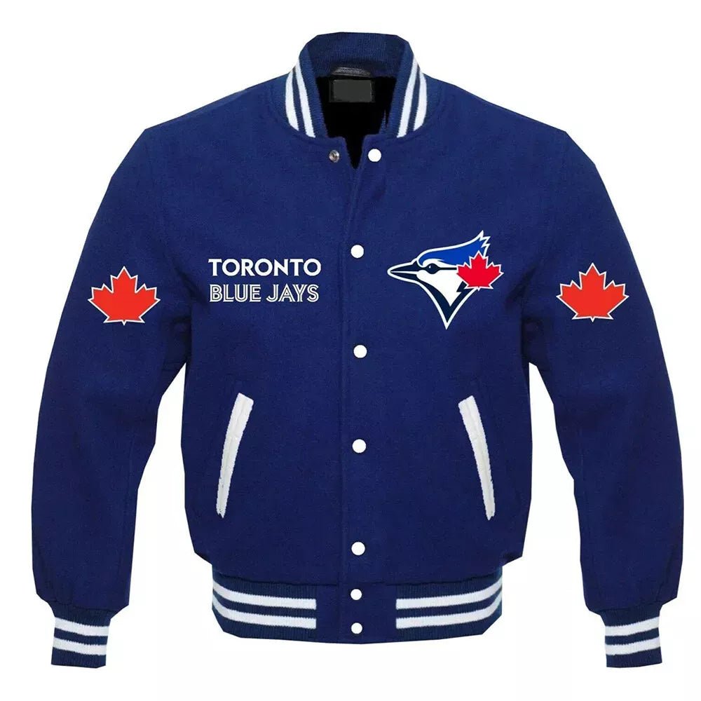Men Letterman Toronto Blue Jays Blue color All Wool Varsity Jacket - MLB