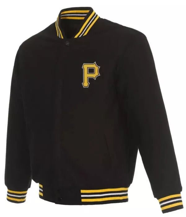 Letterman Pittsburgh Pirates Full Wool Varsity Jacket Black - MLB