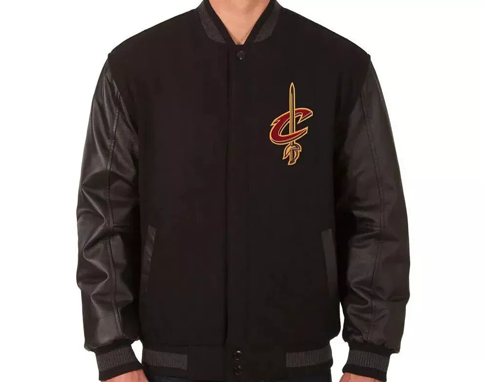 Men Letterman Cleveland Cavaliers Black Varsity Jacket - NBA
