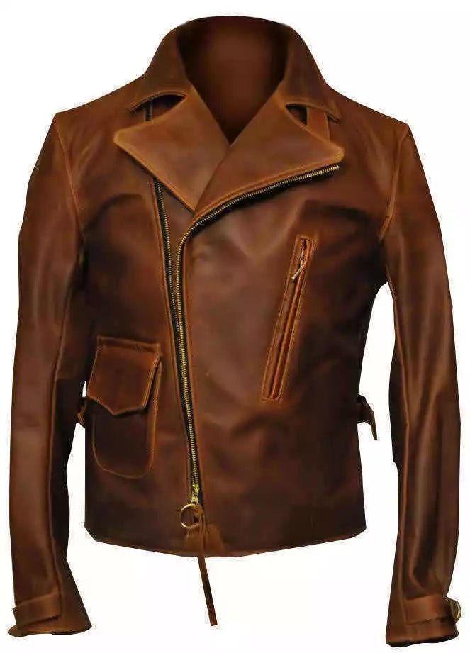 Captain America The First Avengers Distressed Brown Biker Real Leather Jacket