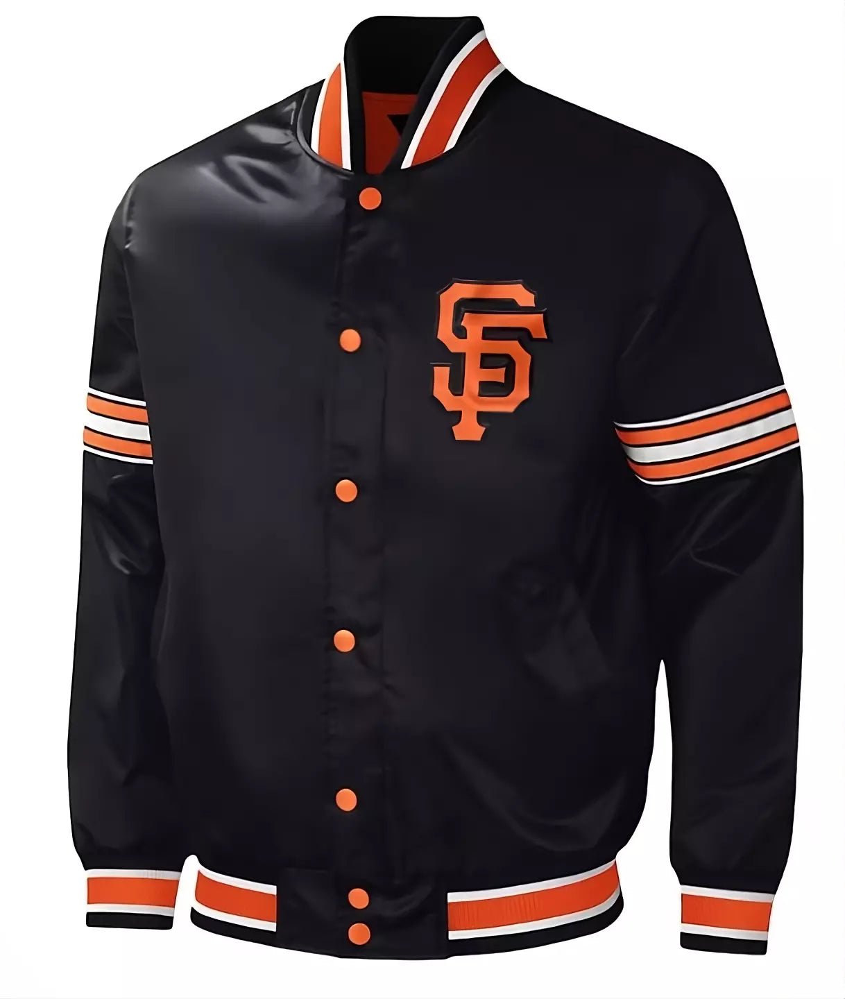 Women San Francisco Giants Starter Black Slider Satin Full-Snap Varsity Jacket - MLB