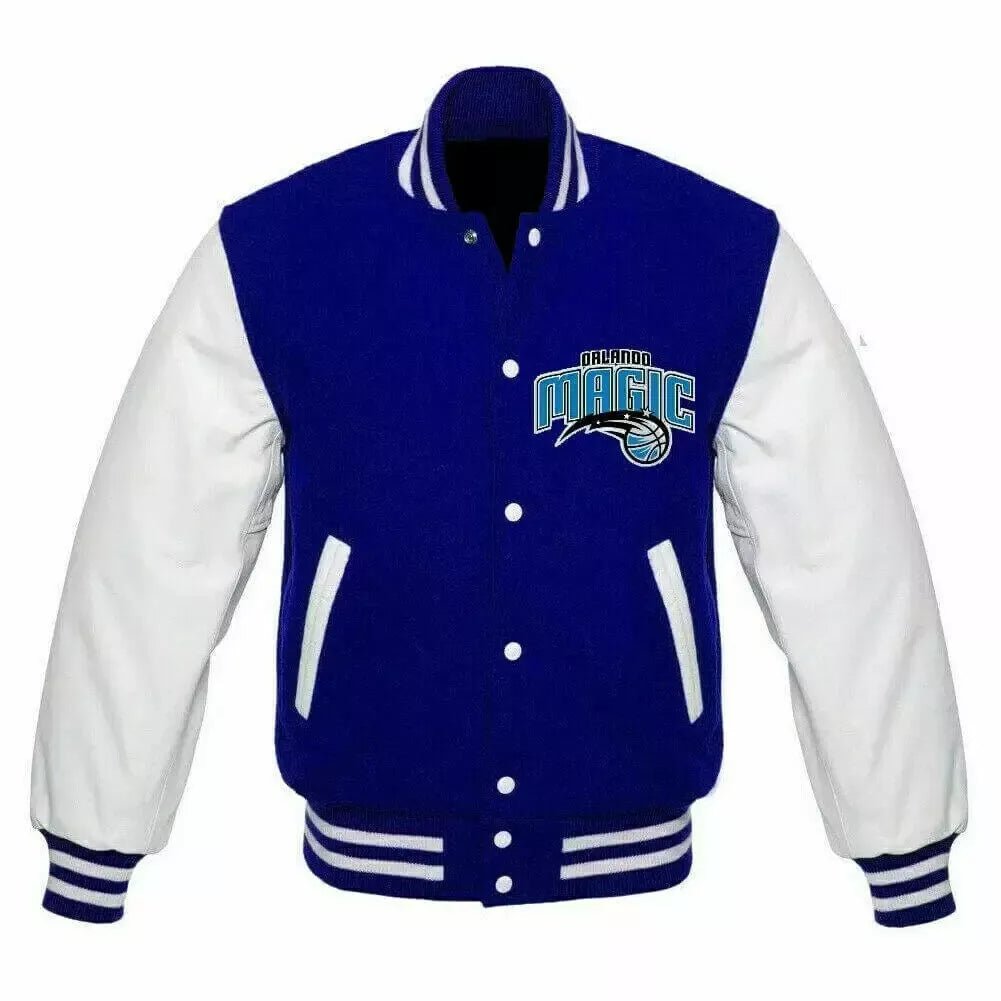 Men Letterman Orlando Magic Blue and White Varsity Jacket - NBA