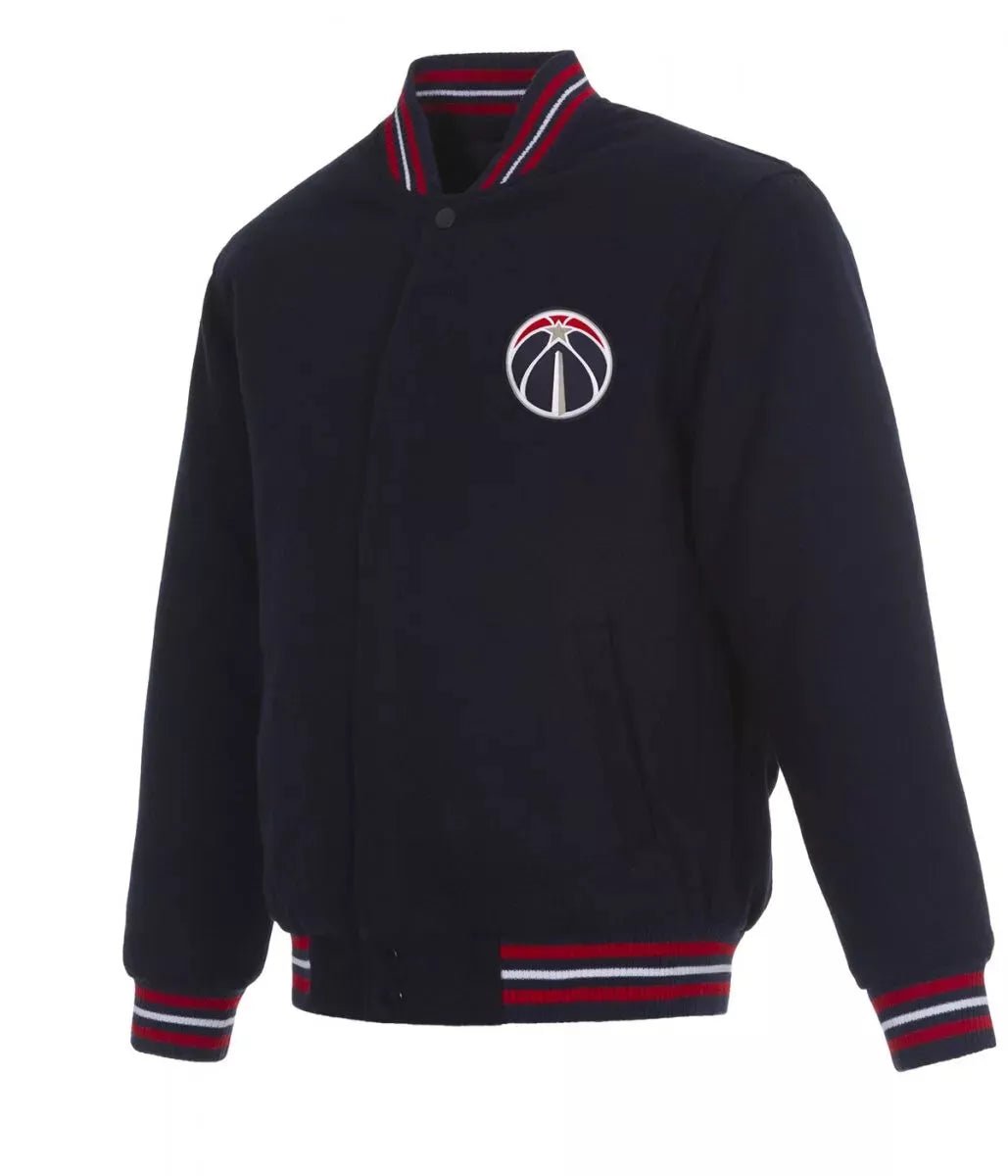 Letterman Washington Wizards Navy blue All Wool Varsity Jacket - NBA