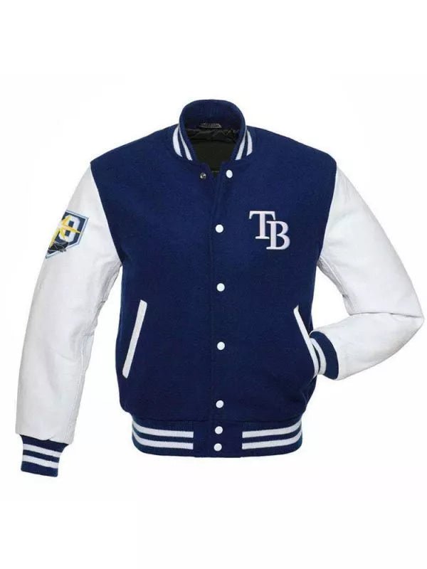 Letterman Tampa Bay Rays Blue and White Varsity Jacket - MLB