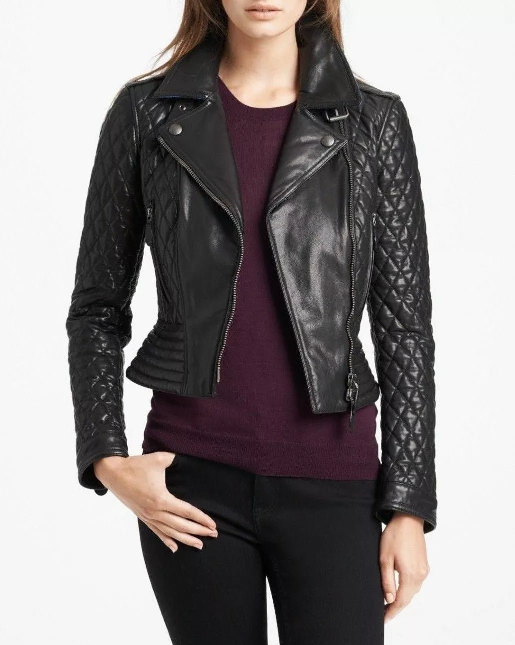 Real Black Leather Jacket Women Biker Motorcycle Women Soft