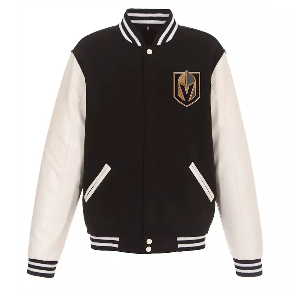 Letterman Vegas Golden Knights Varsity Black and White Jacket - NHL
